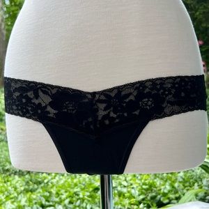 Black Victoria’s Secret Lace Waist Cotton Thong Panty M